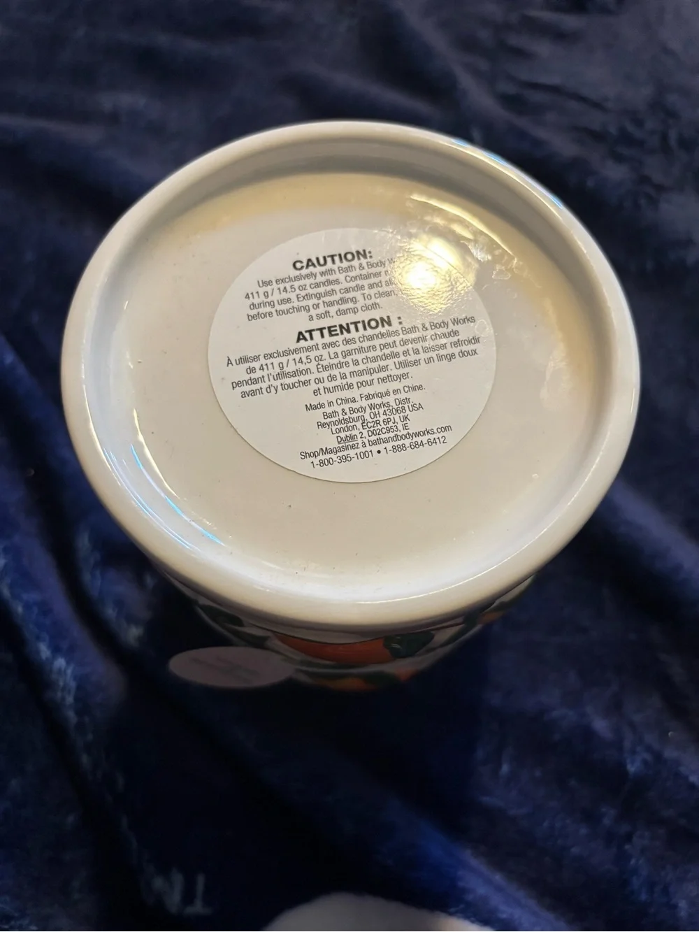 Vera Bradley Cream Ceramic Citrus Candle Holder